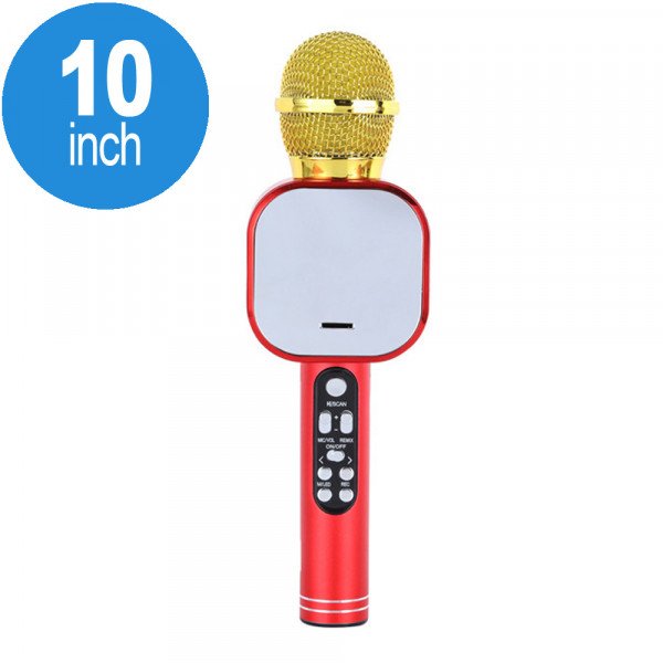 Wholesale Karaoke Microphone LED Light Mirror Screen Portable Bluetooth Speaker with Voice Changer Q009 (Red)