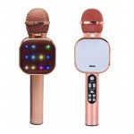 Wholesale Karaoke Microphone LED Light Mirror Screen Portable Bluetooth Speaker with Voice Changer Q009 (Black)