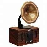 Wholesale Retro Classic Wooden Phonograph Recorder Player Design Portable Bluetooth Speaker B8 (Brown)