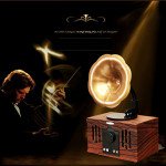 Wholesale Retro Classic Wooden Phonograph Recorder Player Design Portable Bluetooth Speaker B8 (Brown)