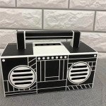 Wholesale Retro Boombox Artistic Design Portable Bluetooth Speaker with Handle MY810BT (Black)