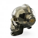 Wholesale Golden Tooth Glossy Skull Skeleton Portable Bluetooth Speaker with Stand Feature (Gold)