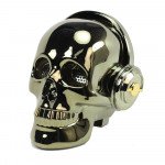 Wholesale Golden Tooth Glossy Skull Skeleton Portable Bluetooth Speaker with Stand Feature (Bronze)