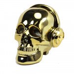 Wholesale Golden Tooth Glossy Skull Skeleton Portable Bluetooth Speaker with Stand Feature (Gold)