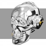 Wholesale Golden Tooth Glossy Skull Skeleton Portable Bluetooth Speaker with Stand Feature (Silver)