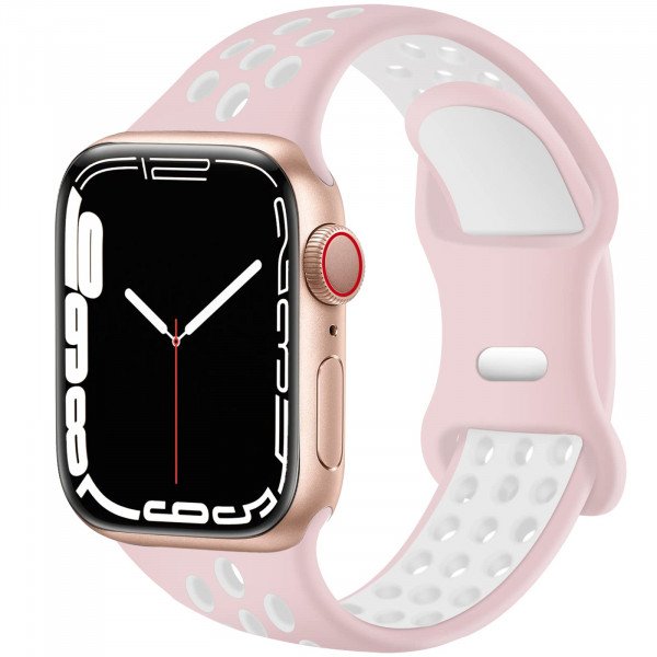 Wholesale Breathable Sport Strap Wristband Replacement for Apple Watch Series Ultra/8/7/6/5/4/3/2/1/SE - 49MM/45MM/44MM/42MM (Pink White)