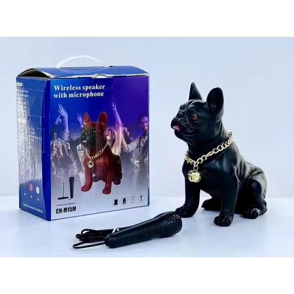 Wholesale French Bulldog Bluetooth Speaker - Powerful Sound, Unique Dog Design M15 for Universal Cell Phone And Bluetooth Device (Black)