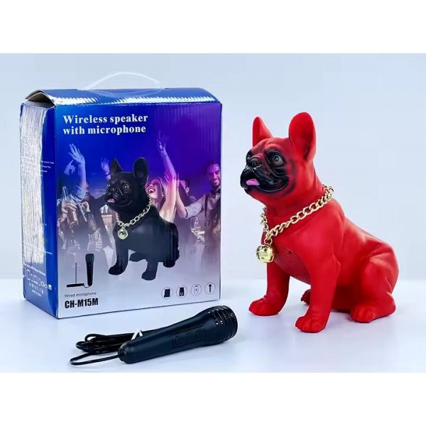 Wholesale French Bulldog Bluetooth Speaker - Powerful Sound, Unique Dog Design M15 for Universal Cell Phone And Bluetooth Device (Red)