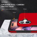 Wholesale Flat Ring Dual Layer Armor Hybrid Stand Case with Metal Plate for iPhone 16 Plus (Red)