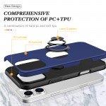 Wholesale Flat Ring Dual Layer Armor Hybrid Stand Case with Metal Plate for iPhone 16 Pro (Purple)