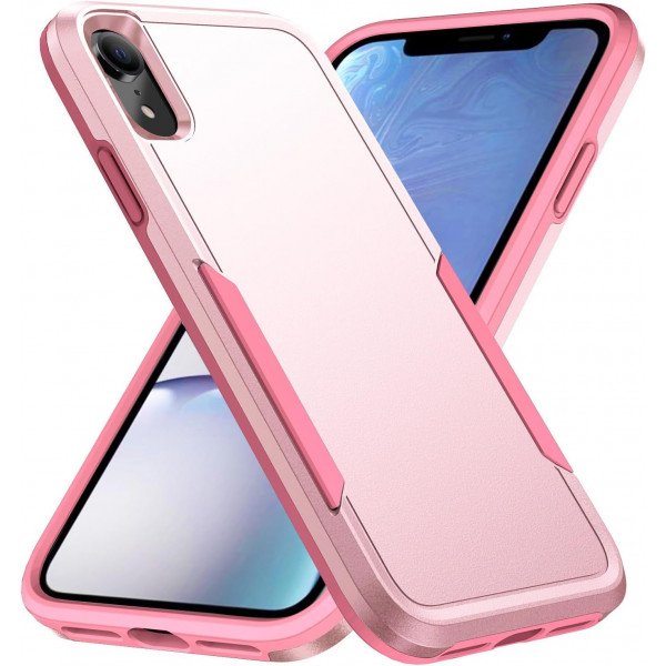 Wholesale Heavy Duty Strong Armor Hybrid Trailblazer Case Cover for Apple iPhone XR (Pink)