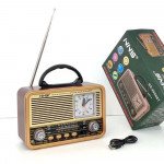 Wholesale Desktop Radio: FM/AM/SW 3-Band, Clock, USB & TF Integration NS-8898BT for Universal Cell Phone And Bluetooth Device (Brown)