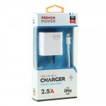 Wholesale Fast Charging 2-in-1 2.5A Dual Port USB-A and Type-C Wall Charger with 3FT USB to Lightning Cable for Universal iPhone and iPad Devices (White)